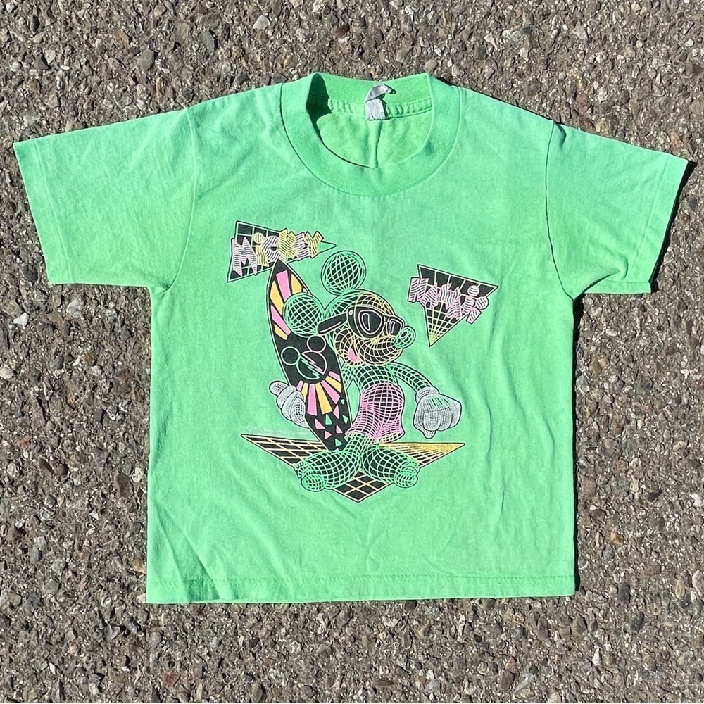 Mickey Mouse Hawaii Surf Vtg 1990s Sherry Mfg Disney T-Shirt Youth (5-6)